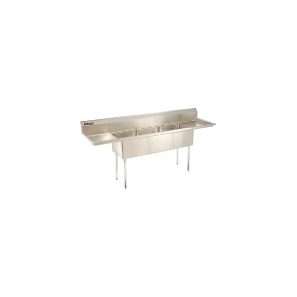 Aero Aero Manufacturing Company AF3-1818-18LThree Bowl SS Sink 18 x 18, Right/Left Side Drainboard AF3-1818-18LR - main
